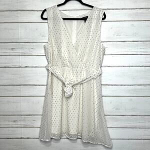 Speechless Ivory Metallic Gold Dot Mini Dress Size XXL